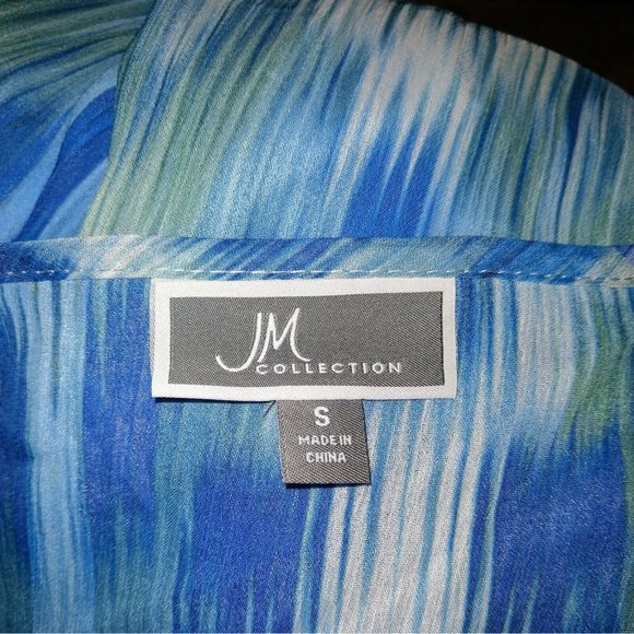 JM Collection Womens Top Size Small Tiered Embellished Lined Semi Sheer - Picture 6 of 6